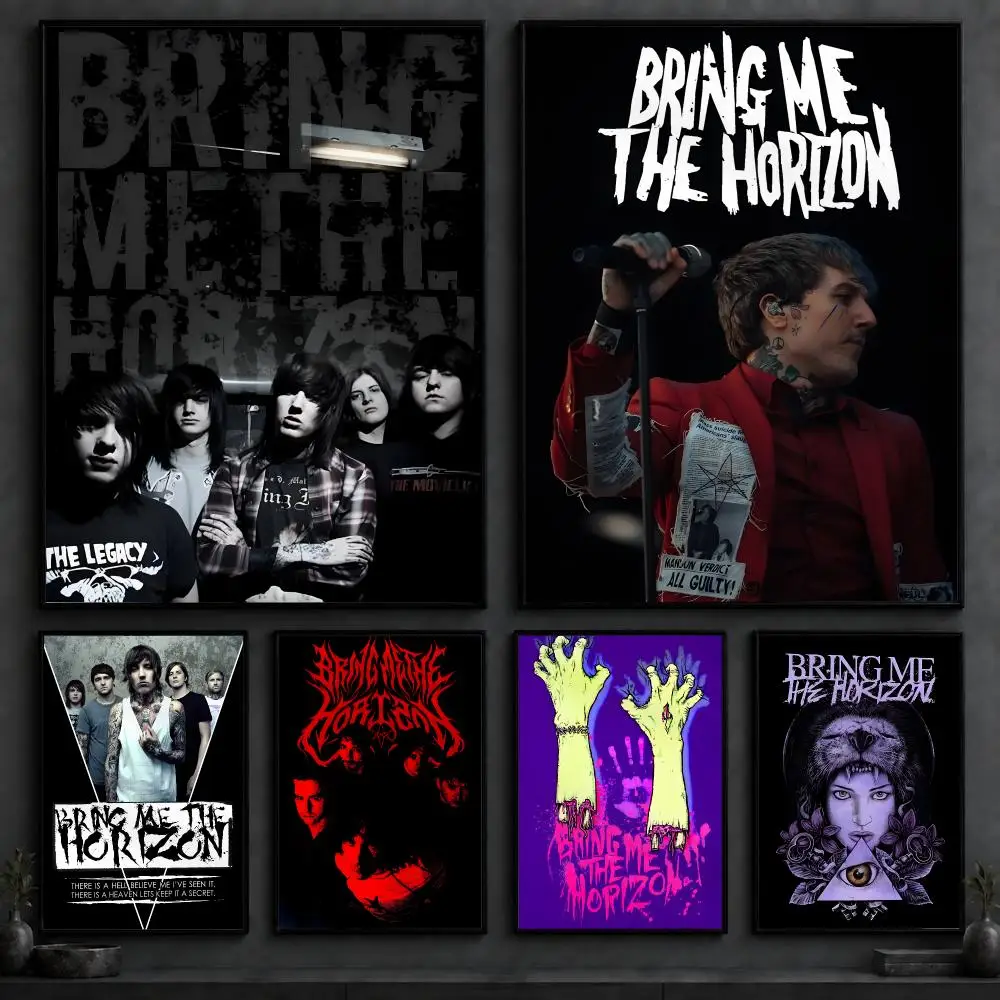Band B-Bring Me the HorizonS Poster Art  Self-Adhesive No Glue Residue Wall Decor for Bedroom Living Room