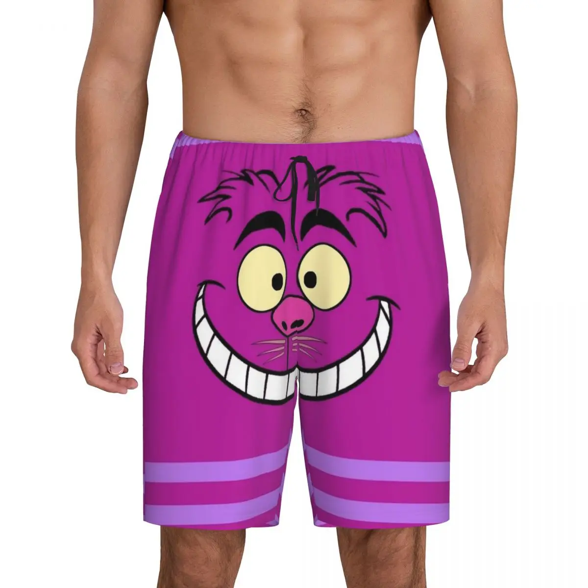 

Custom Alice In Wonderland Cheshire Cat Pajama Shorts for Men Sleepwear Lounge Bottom Stretch Sleep Short Pjs with Pockets