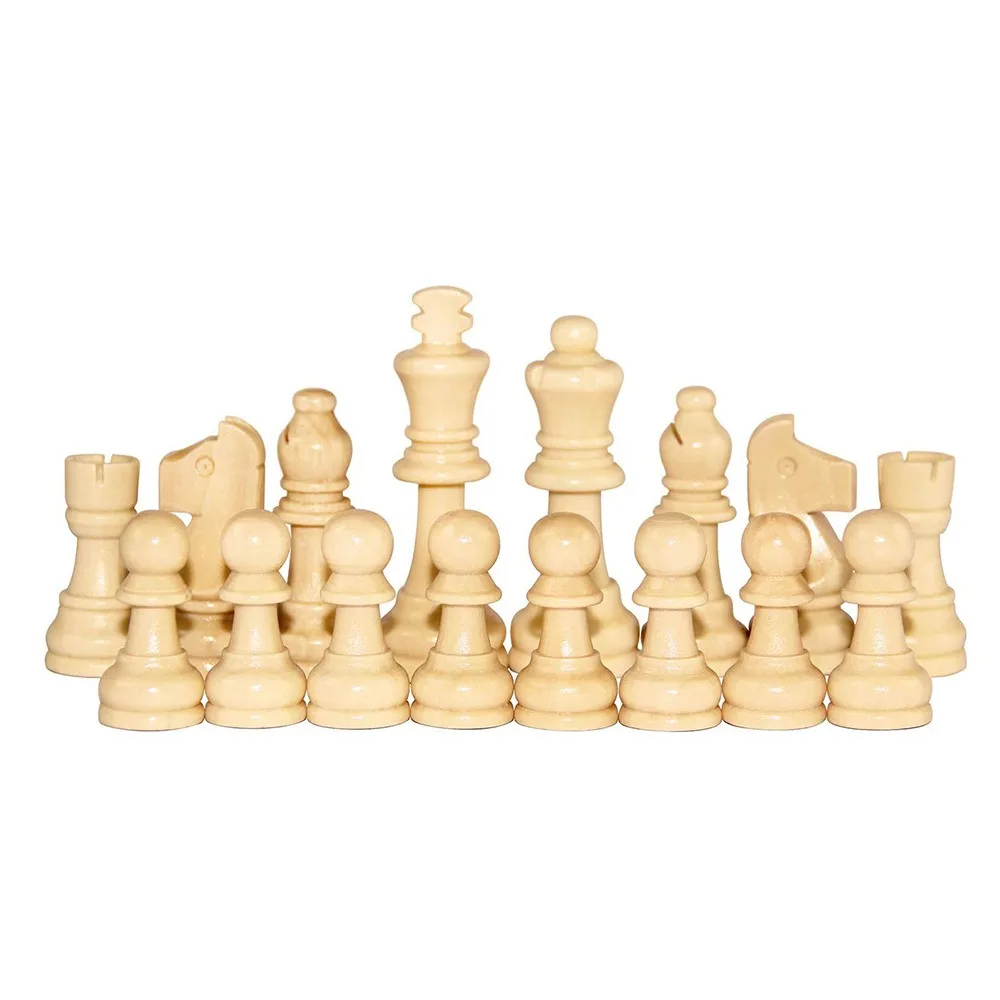32PCS 2.2 in Wooden Chess International with Protective Pads Word Chess Set Education Wooden Chess Game