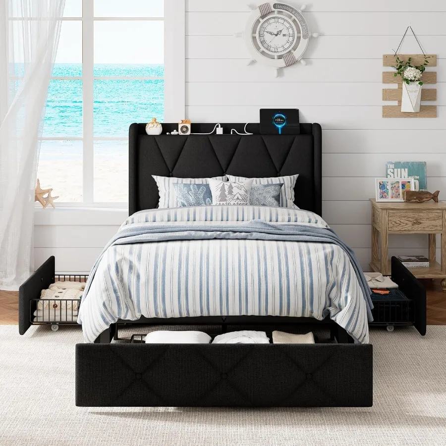 Twin Bed Frame With… - image