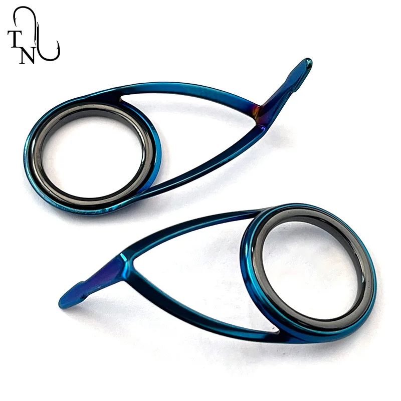 TN101 9Pcs Spinning Set Fishing Rod Guides Stainless Steel LS Ceramic Ring Blue Frame Guide Ring Repair Refit Assembly DIY