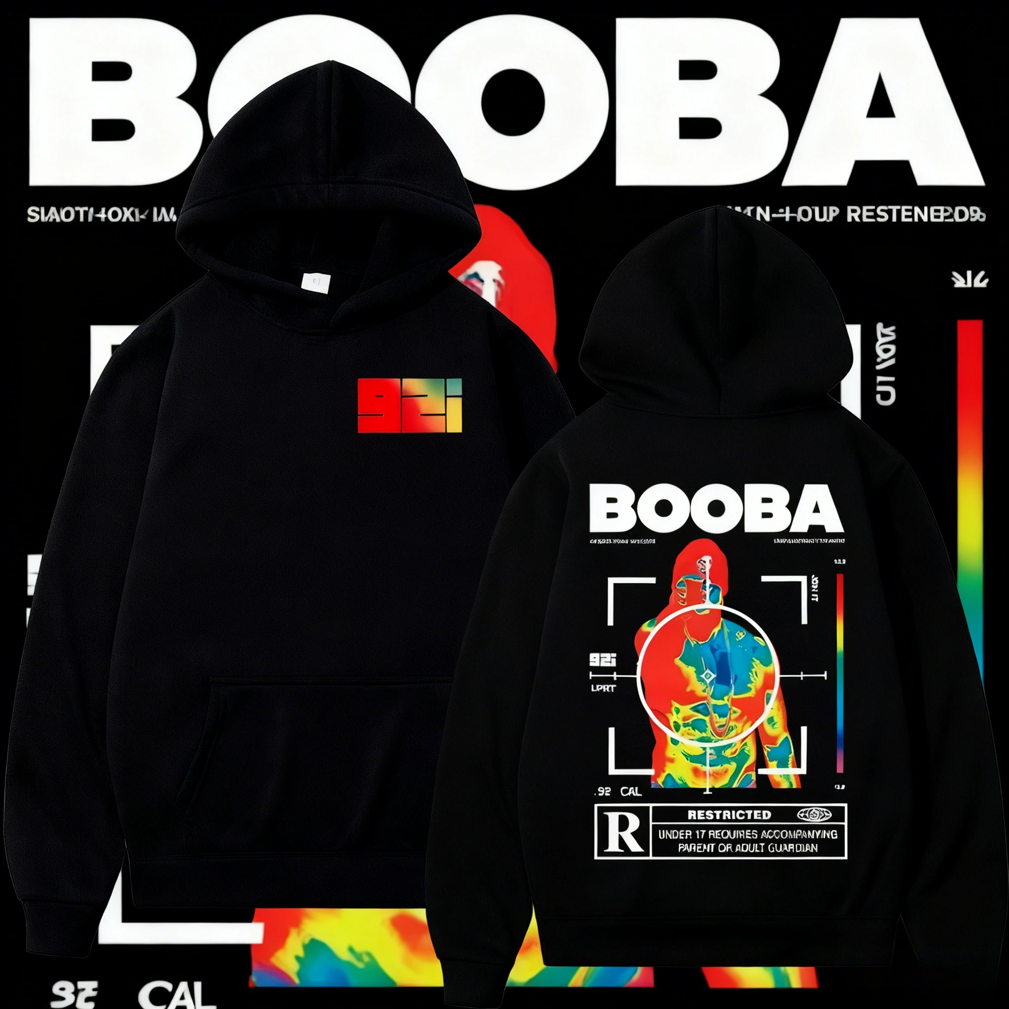 Hoodie Tur BOOBA B2O Rapper Prancis Retro Pria Musim Gugur/Dingin 2025-26 100% Katun Murni Cetak Longgar Kasual Hoodie Y2k