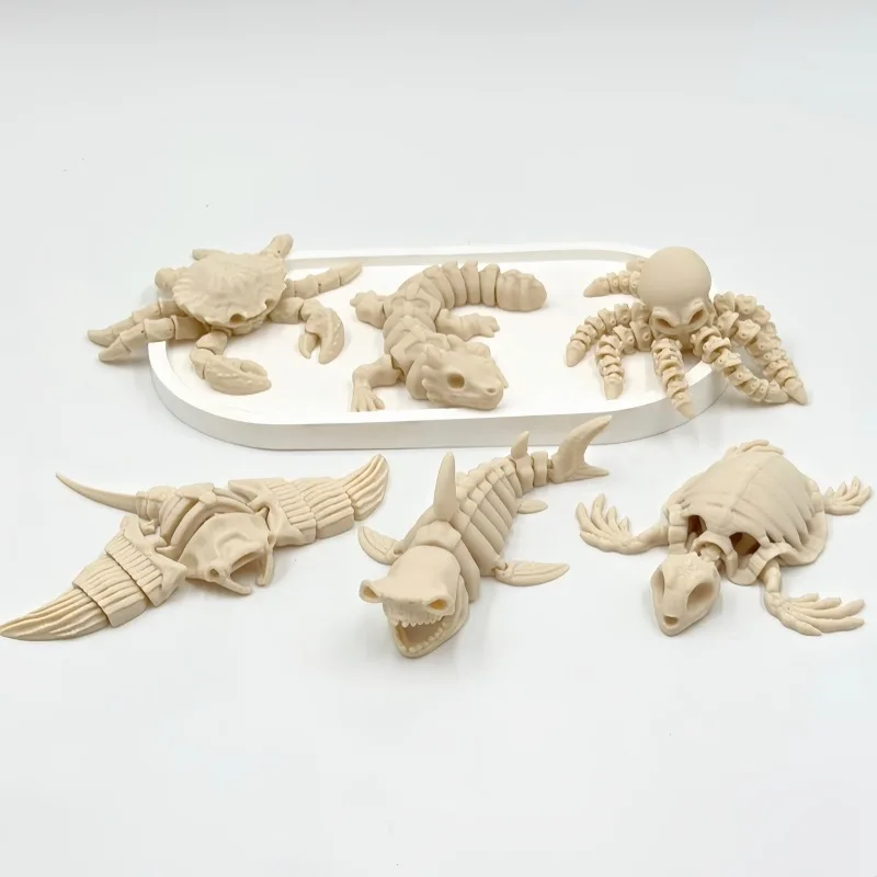 Articulated 3D Print Skeleton Sea Creatures Figure - Flexible Shark, Ray, Turtle Poseable Marine Animal Model Desk Decor Gift