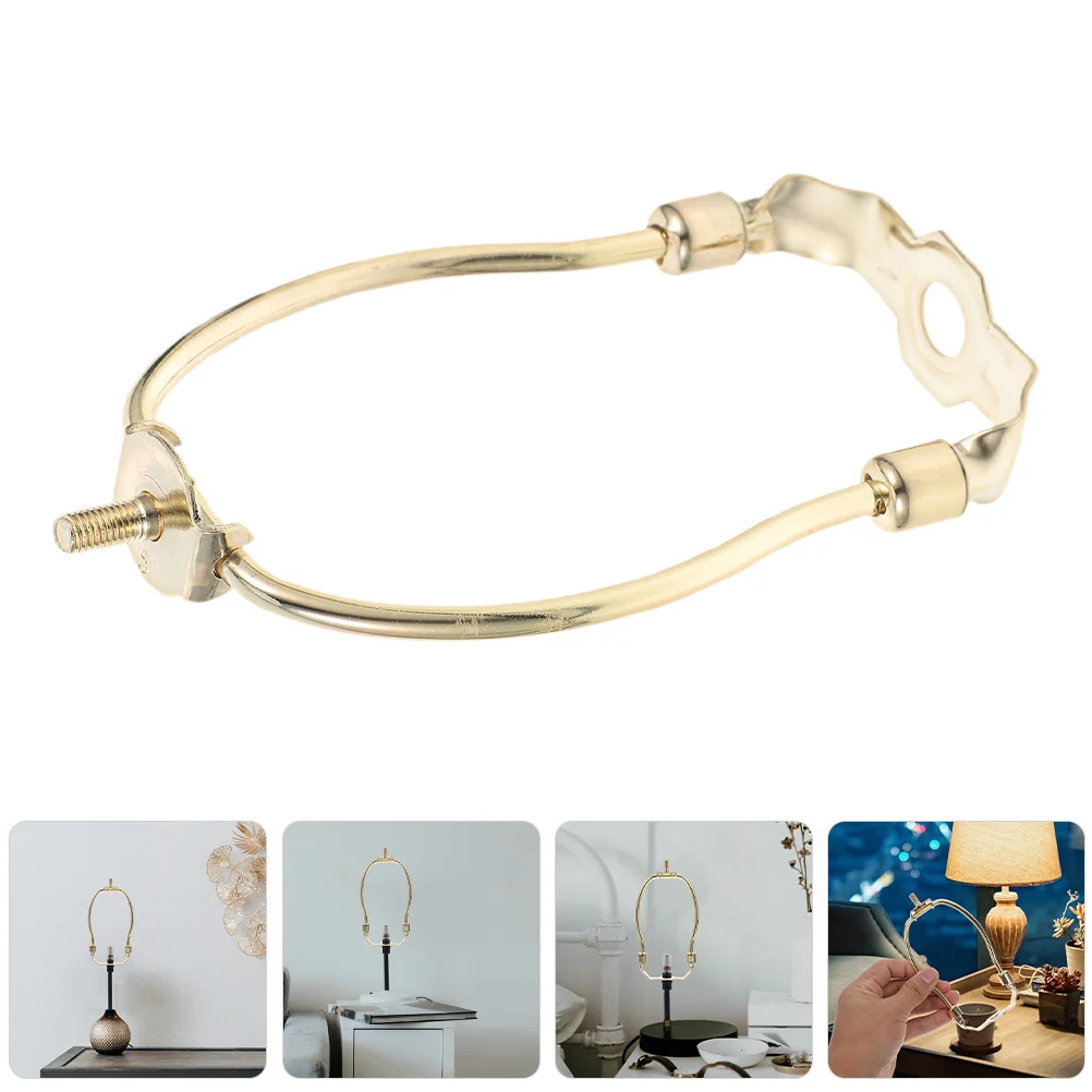 

2pcs Harp Bracket 6 Inches Golden Metal Lamp Shade Support For Table Lamp Adjustable Harp Saddle Base With Finial Top, Universal