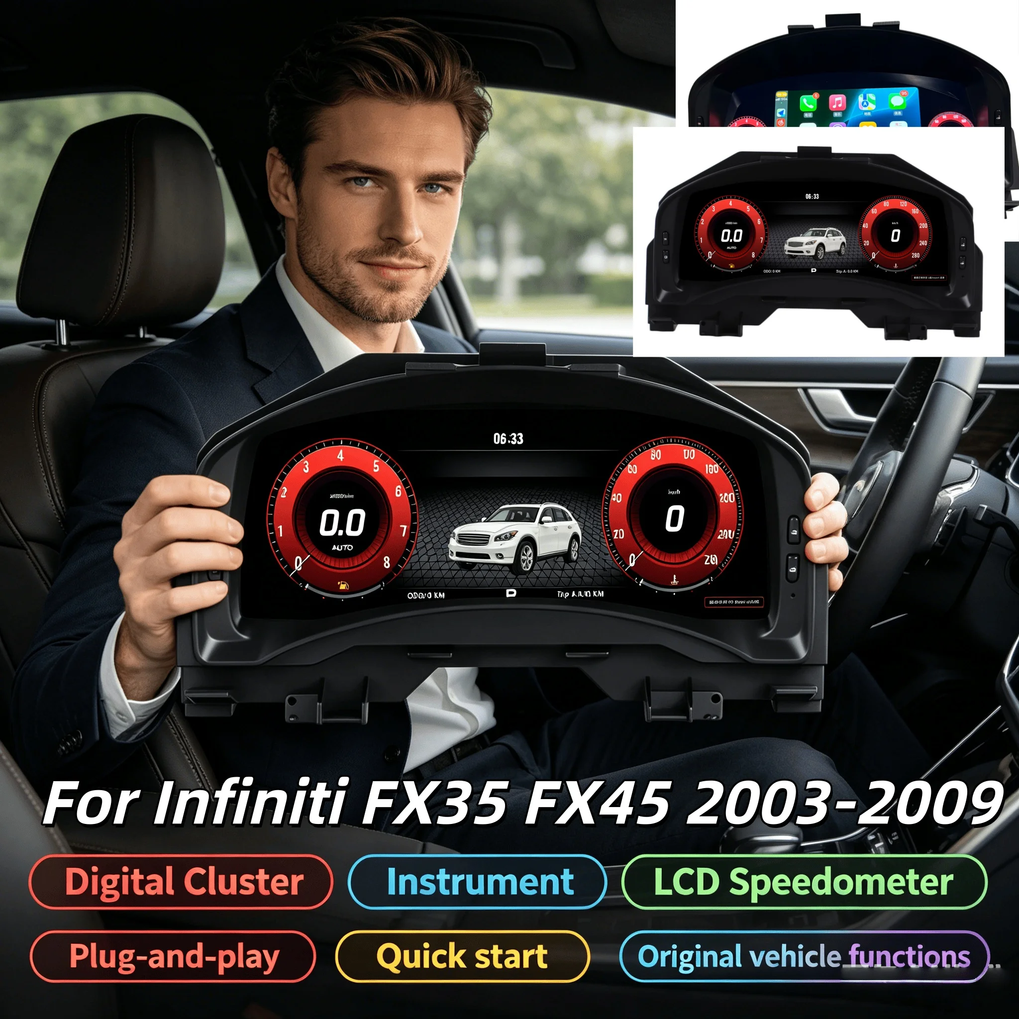 

Car Auto Speedometer For Infiniti FX35 FX37 FX50 QX70 2009-2016 Digital Cluster Car Virtual Cockpit Dashboard LCD Instrument