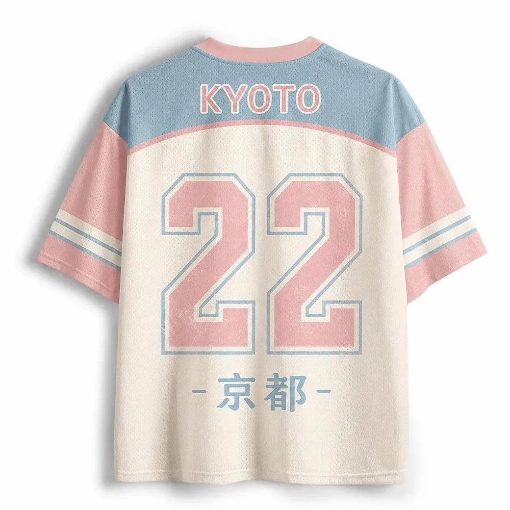 2026 Summer Fashion Japanese Kyoto Cherry Blossom Printed V-neck T-shirt Mesh Breathable Quick Dry Short Sleeve Family Matching