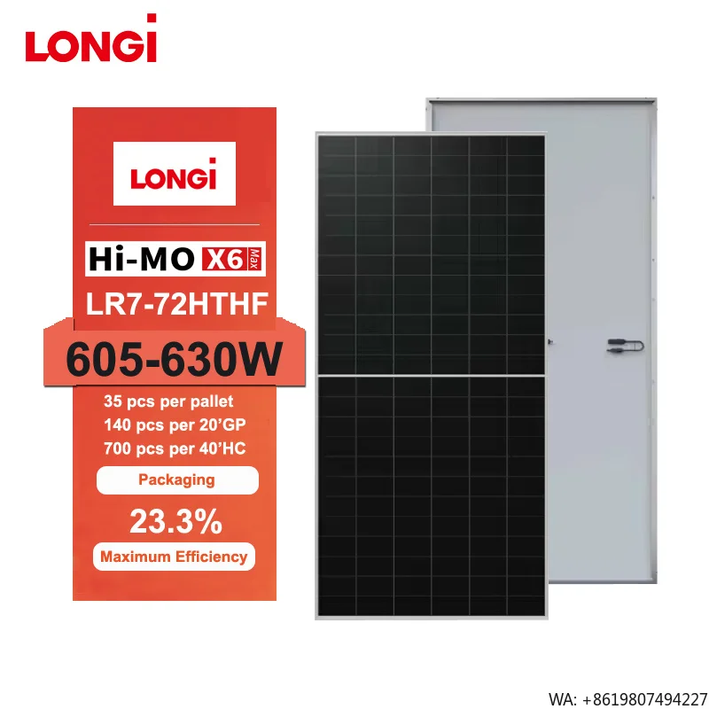 Longi LR7-72HTHF 605-630W Anti-Dust Monocrystalline Solar Panel: High Efficiency PV Modules for Residential & Commercial Rooftop