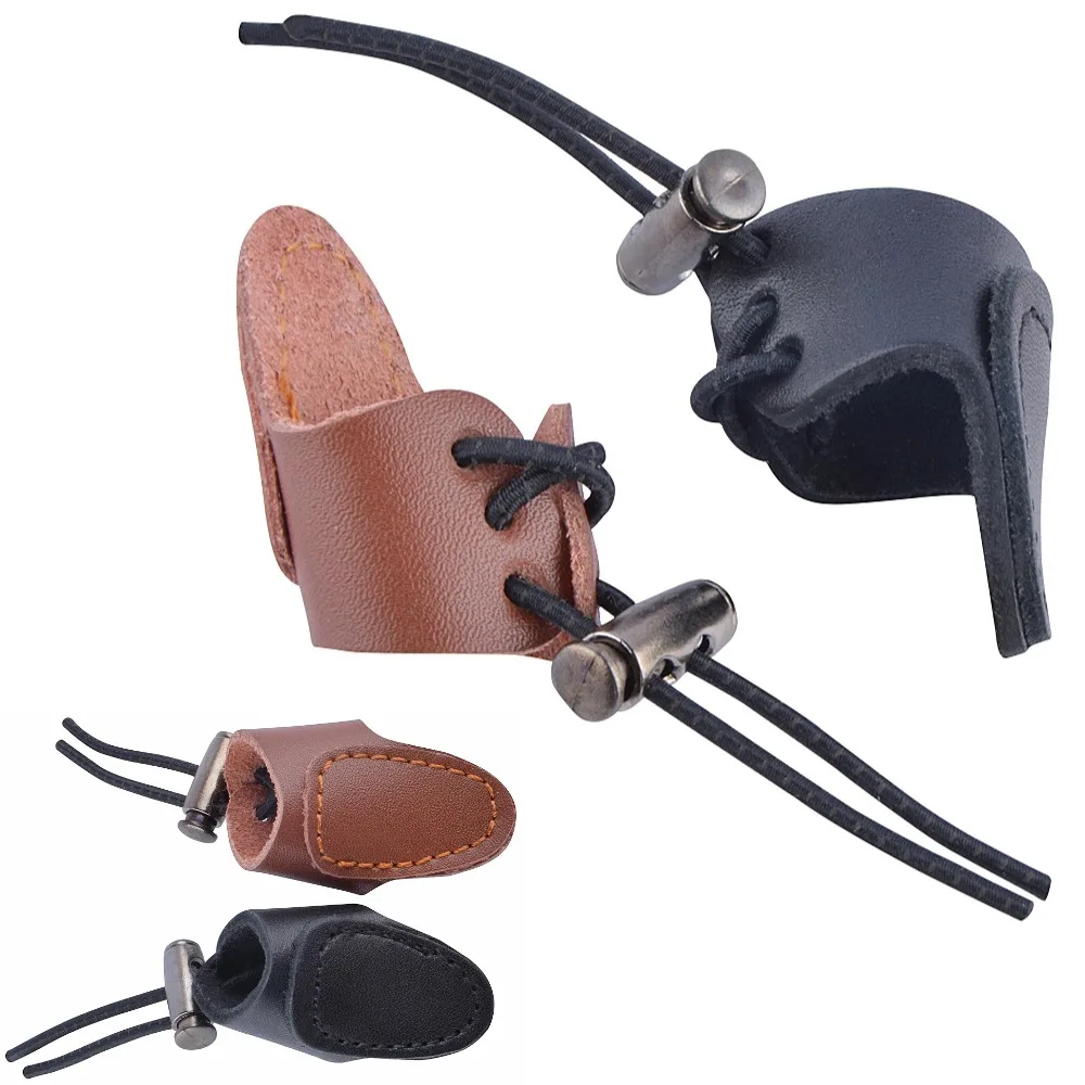

All-Purpose Archery Thumb Ring Guard Protection Durable Adjustable Black/Brown Finger Guard Bows Shooting Practice Accessories