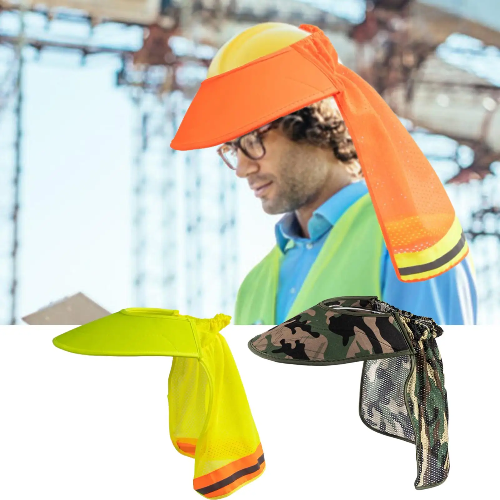 Hard Hat Shade Full Brim Hard Hat Sun Shield Anti-UV Breathable Safety Helmet Visor Adjustable Tightness For Labor Protection