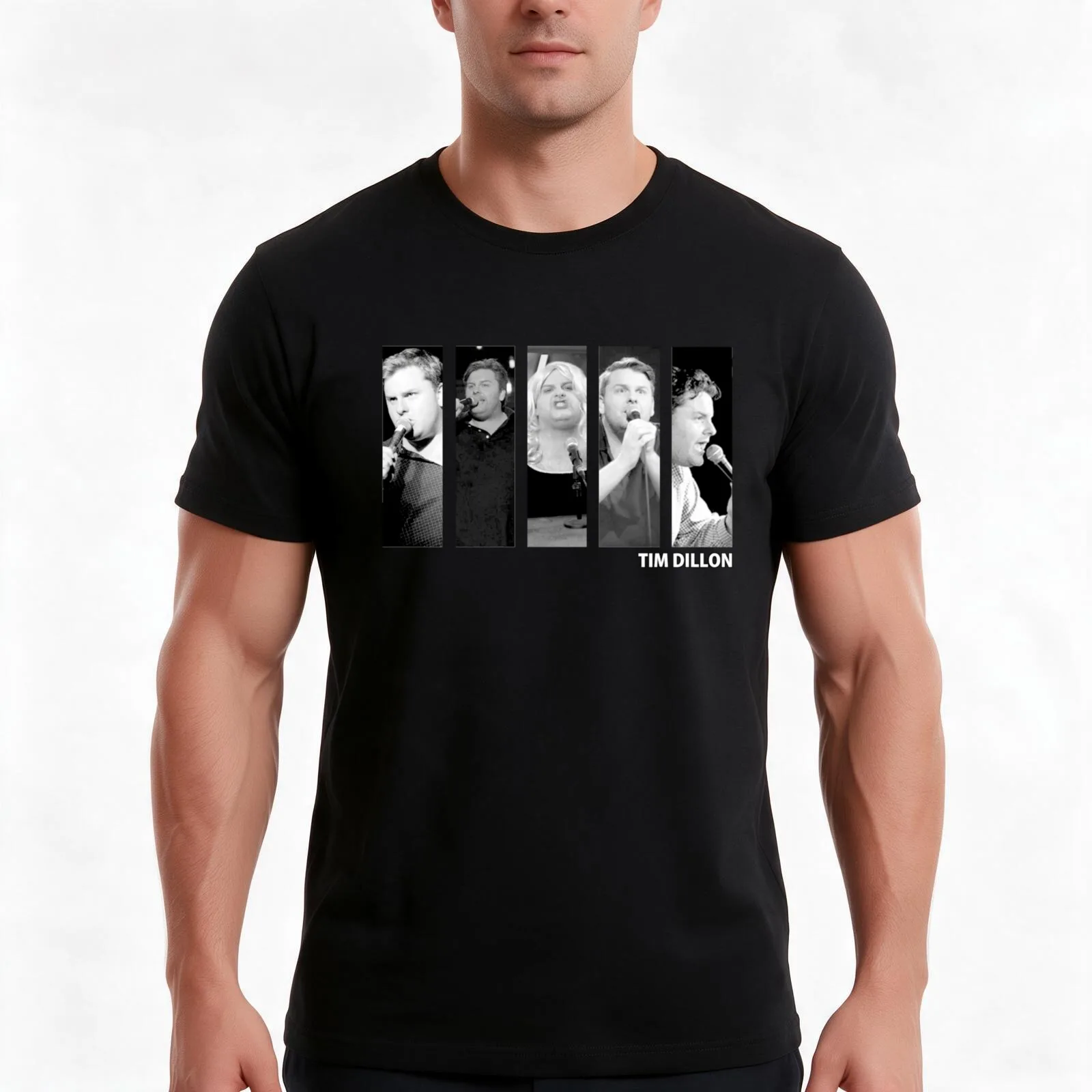 Tim Dillon Black and White T-Shirt, Summer Casual Cotton Tee, Oversized Streetwear Tops, Vintage Graphic Print, Unisex Men Women