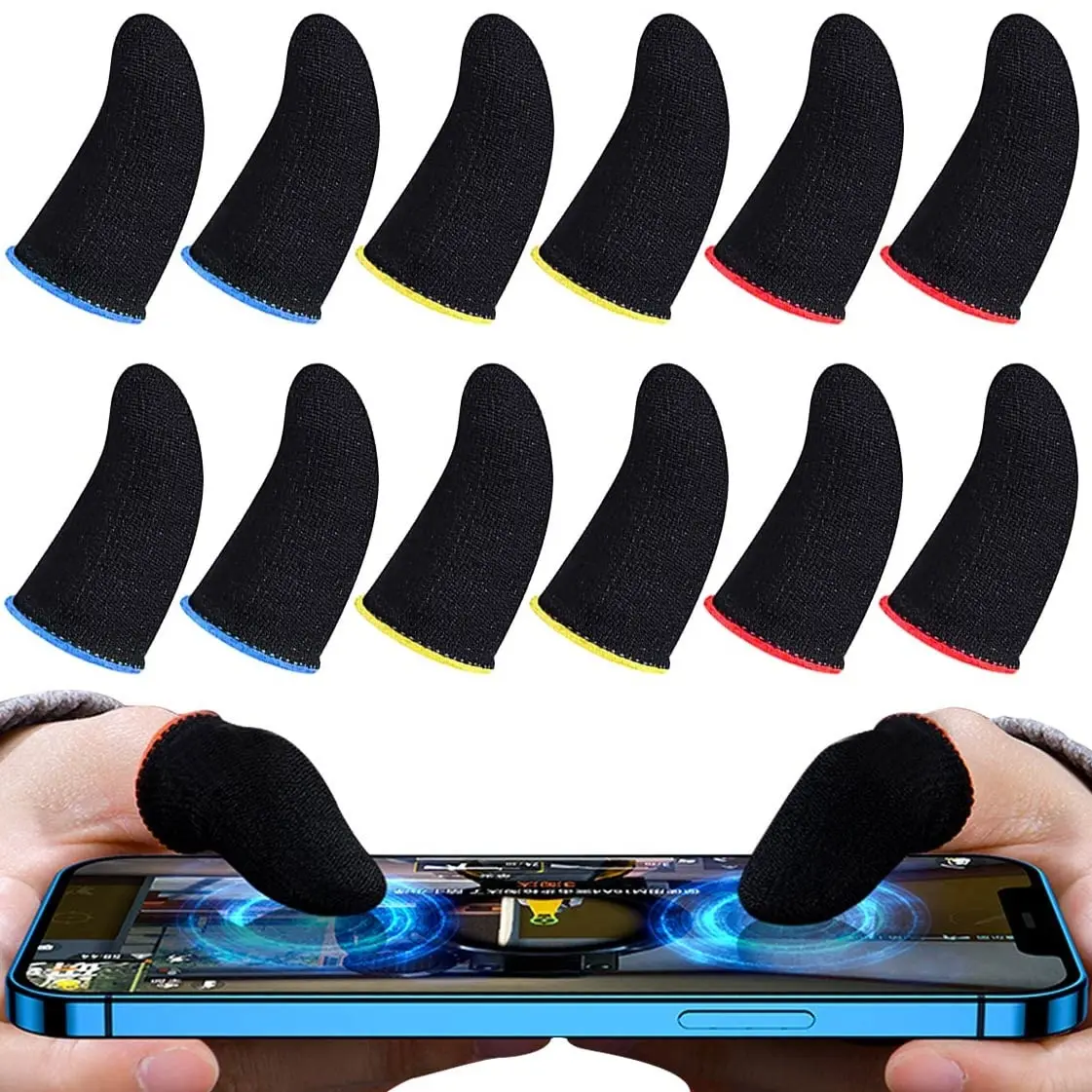 Manchon de doigt de jeu, bout des doigts respirant pour jeux, Anti-transpiration, écran tactile, couverture de doigtiers, gant tactile Mobile sensible