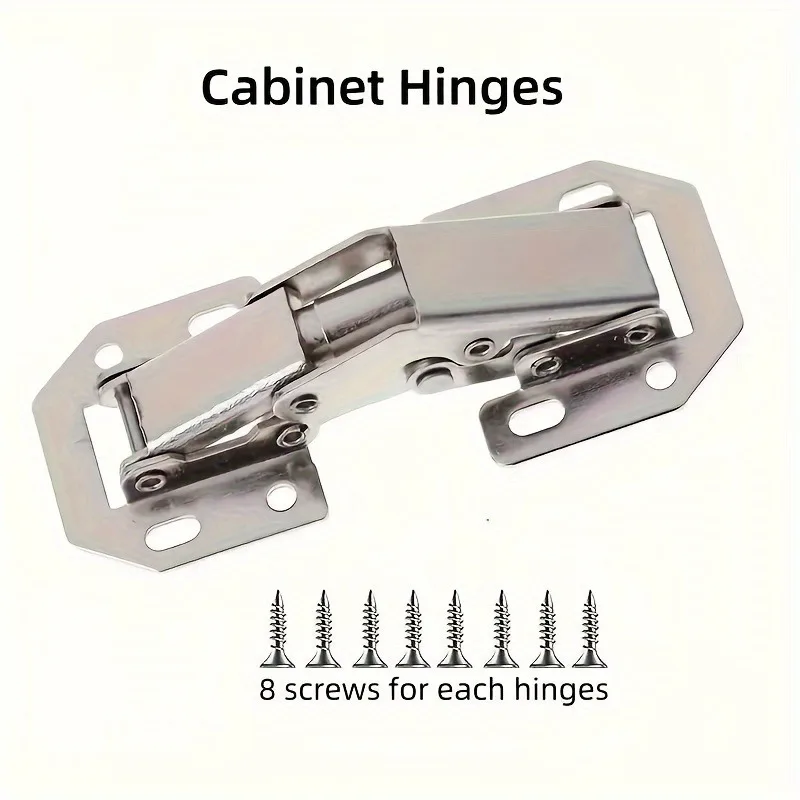 10pcs Concealed Hinge for Cabinet Door, Frameless Door Hinge, Surface Mounted Door Hinge with Screws