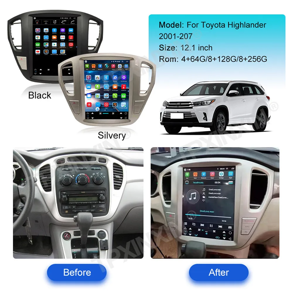 For Toyota Highlander 2001 - 2007 Android Car Radio Multimedia Video Player Wireless Carplay Autoradio Stereo GPS Navi Head Unit