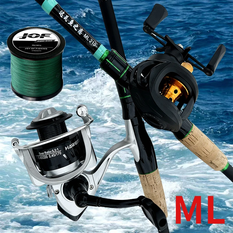 4/5Section Fishing Rod Reel Combo 1.8/2.1m Ultralight Carbon Lure Pole Max Drag 8KG and 7.2:1/5.2:1 Gear Ratio Baitcasting Wheel