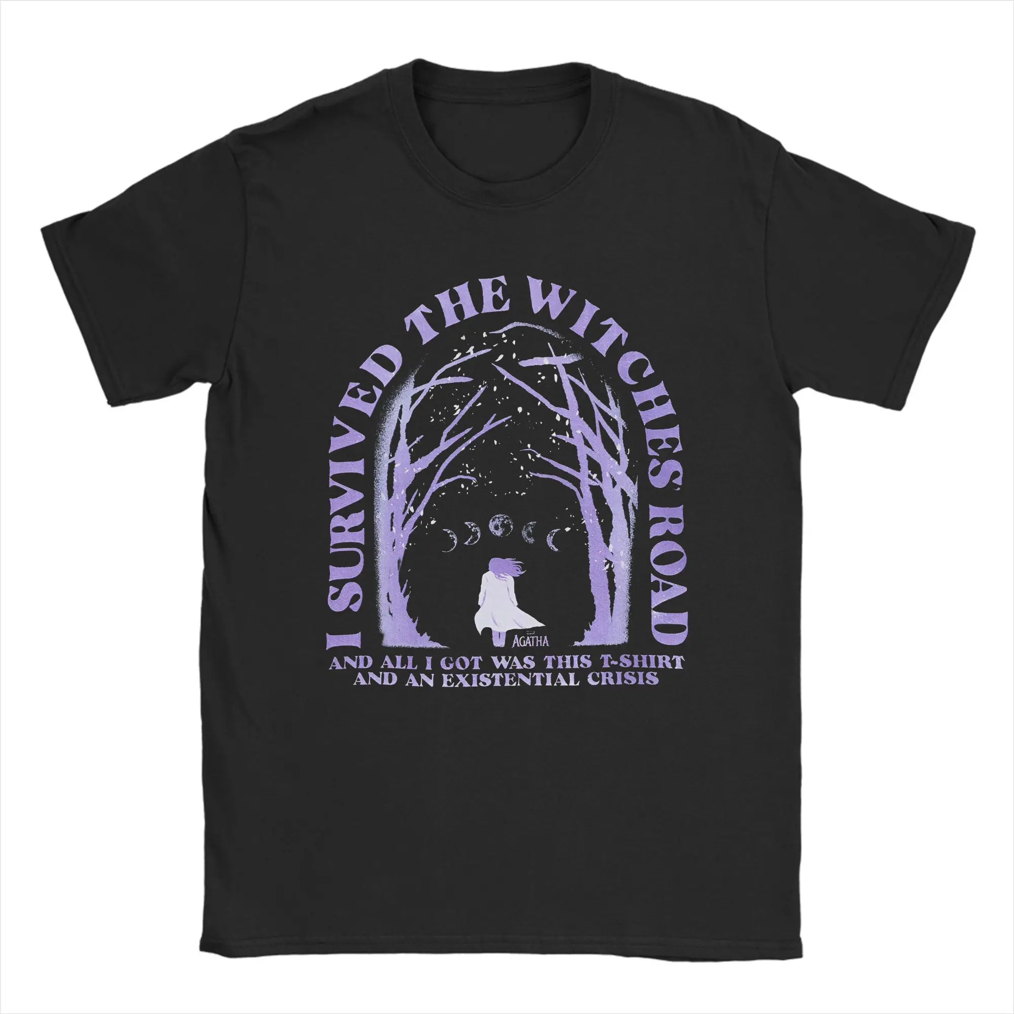 

Agatha All Along Survived the Witches Road T Shirts Men Cotton Funny T-Shirt Round Collar Movie Harkness Tees Short Sleeve Tops