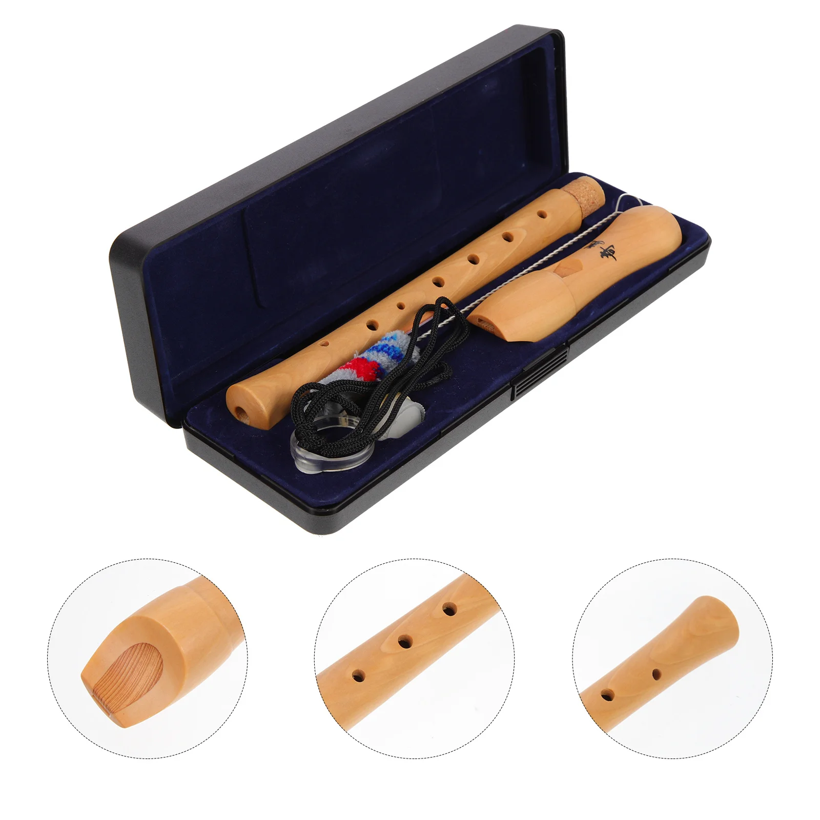 1 Juego de flauta Soprano de estilo alemán para principiantes, grabadora de madera de tono alto de 8 agujeros, Color madera Natural, suave y fácil