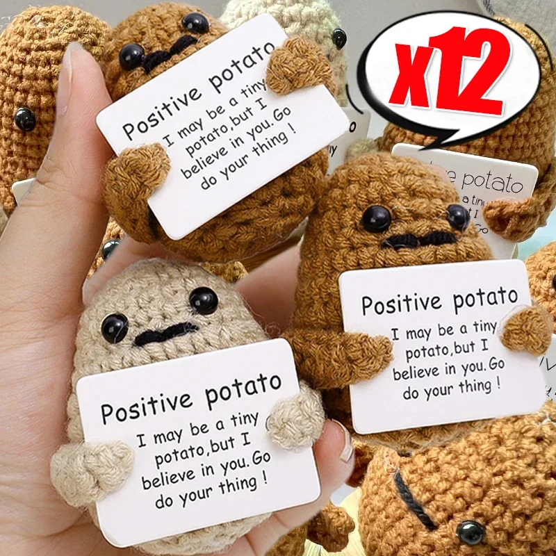 Mini Positive Energy Potato Hug Pocket Plush Wool Handmade Knitting Potatoes Doll With Card Christams Gifts Home Decor Wholesale