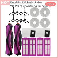 For Midea V15 Pro  V15 Max V15 Pro Mini Eureka J15 Pro Ultra Robot Vacuum Cleaner Main Side Brush Hepa Filter Dust Bag Rag Parts