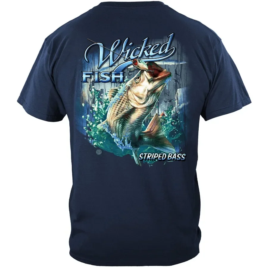 Striped Bass with Popper Air Born. Fashion Fishing Angler Gift T-Shirt. Summer Cotton Short Sleeve O-Neck Mens T Shirt New S-3XL