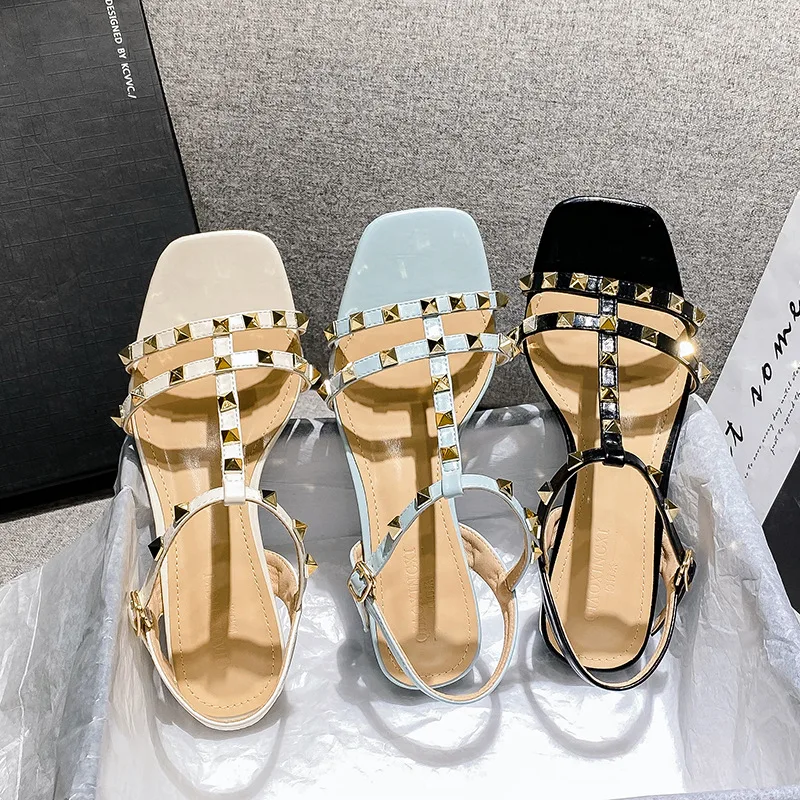 Fashion Womens Shoes 2024 Block Heels Clear Sandals Suit Female Beige Luxury Chunky Low Retro Girls Black Elastic Band New Comfo