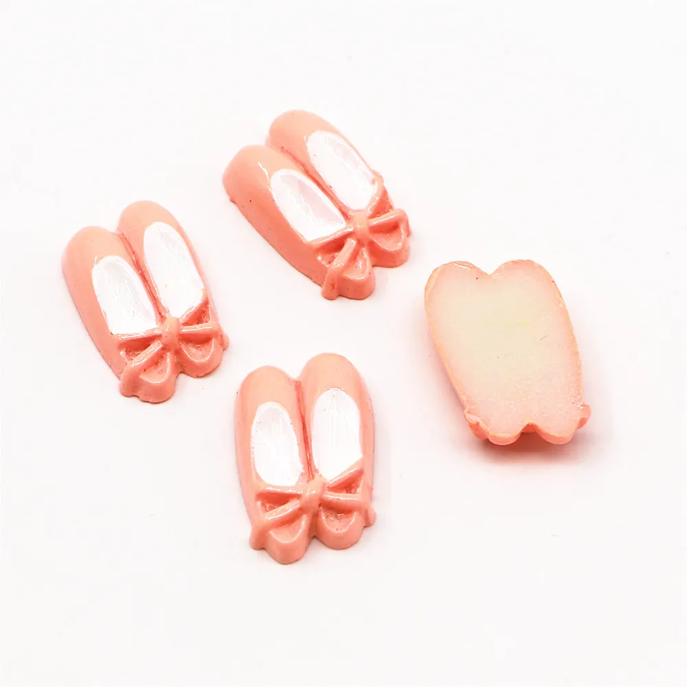 10pcs Korea Pink Ballet Shoes Resin Cabochons Flatbacks for Girl Hair Bow Center Crafts DIY