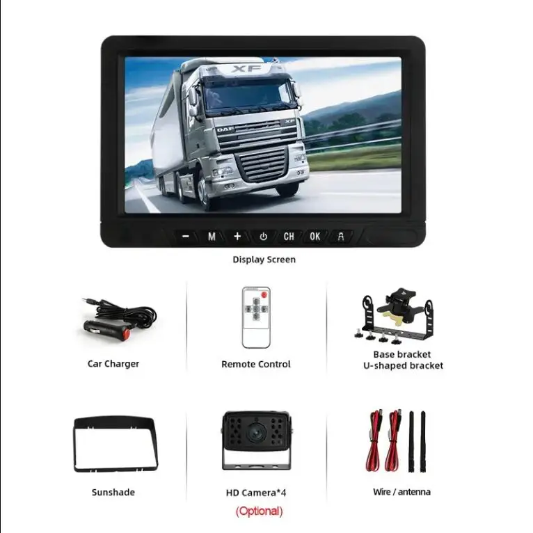 نظام لاسلكي رقمي 1080 بكسل عكس المعونة شاحنة ثقيلة Mdvr 256 جيجابايت شاشة رباعية مع نظام 4 قطعة