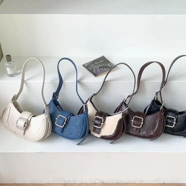 Borse ascellari Vintage da donna di lusso per donna borsa a tracolla a tracolla in pelle Hasp borse a mezza luna