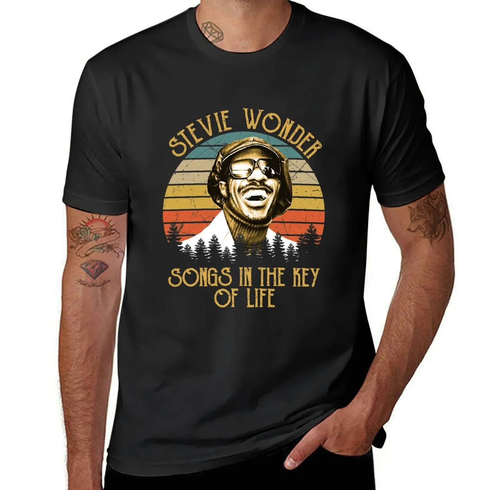 

Stevie Wonder Songs In The Key Of Life T-Shirt quick-drying Short sleeve tee men clothes