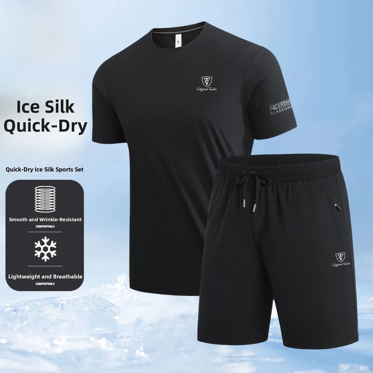 

FLYLOW Men's Fitn ort Sve T-irt Ice Silk Qui Dry Breathable Outdoor Casual round Ne Hanfu Sle Spring 2026