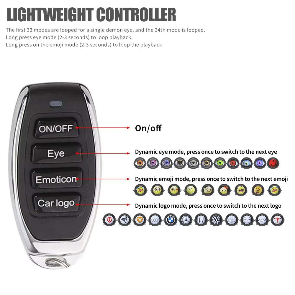 2 in1 Car Dynamic Devil Eye Moto Decorative Headlight Demon Eye Universal Modification Headlights 3D Lens Design Remote Control