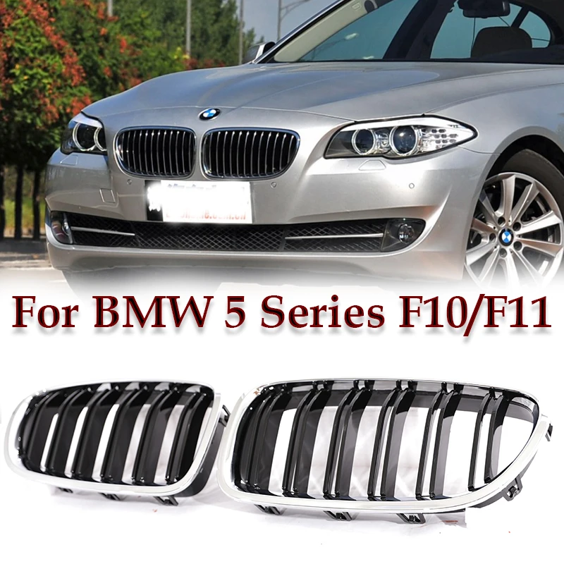

Серебряная хромированная рамка с двойной планкой Kindey Grille Front M Color Racing Grill для BMW 5 серии F10 F11 520i 535i 530i 540i 2010-2017
