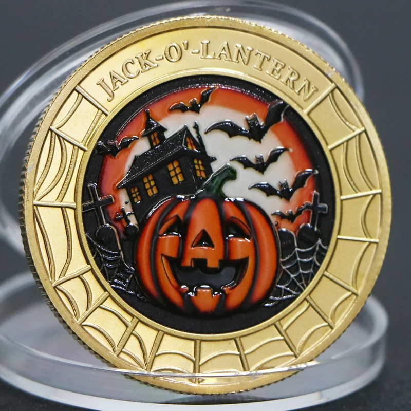 Halloween Pumpkin Gold Coin Trick or Treat High Relief Commemorative Souvenir Gifts