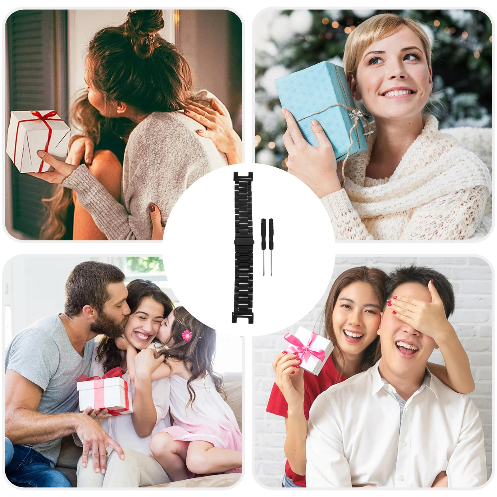 

1Pcs Premium Solid Steel Watchband Simple Stylish Double-Snap Closure Long-Lasting Wear Resistant Strap Suitable for Daily