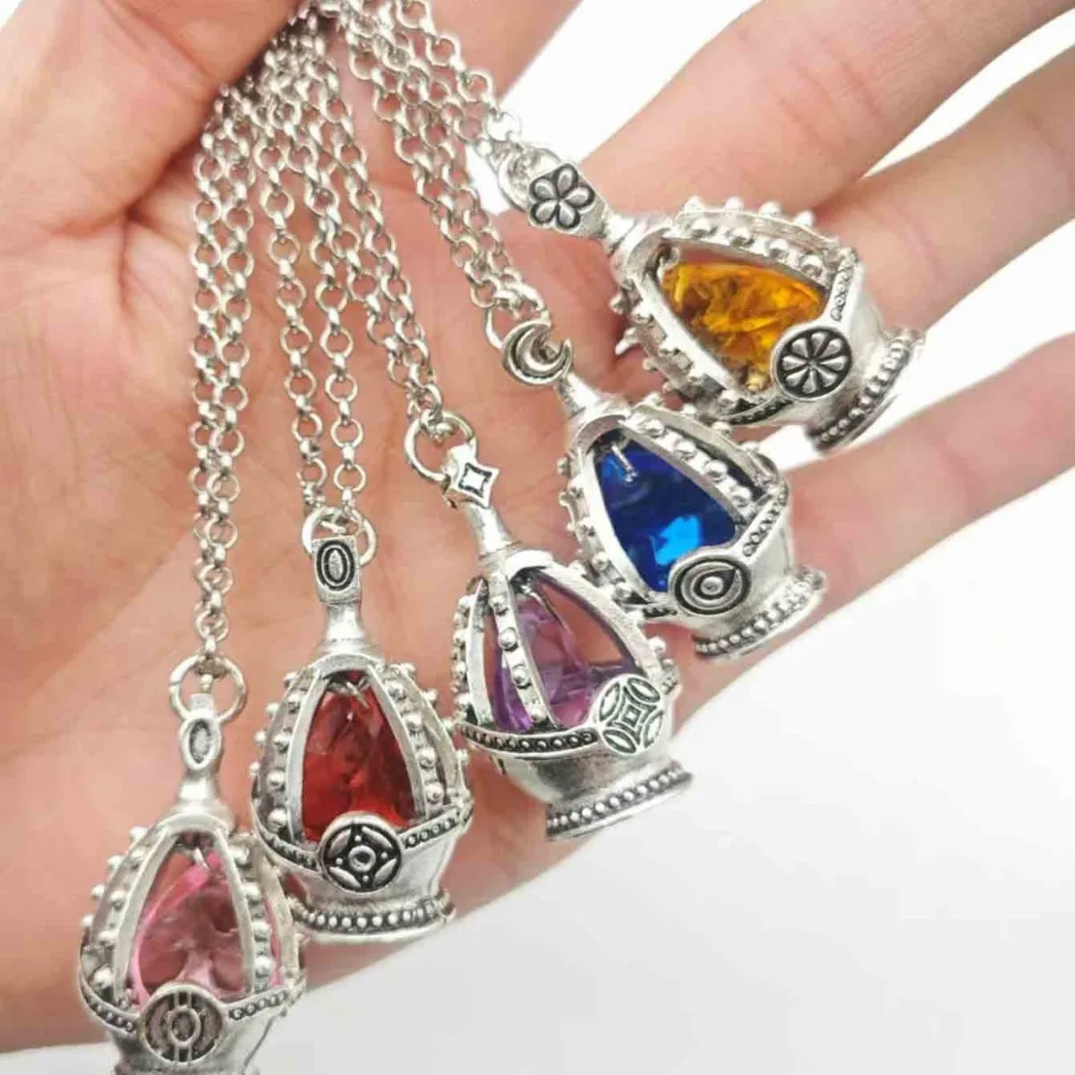 Anime Puella Magi Madoka Magica Pendant Necklace Ring Set Kaname Madoka Miki Sayaka Soul Gem Props Cosplay Jewelry Gifts