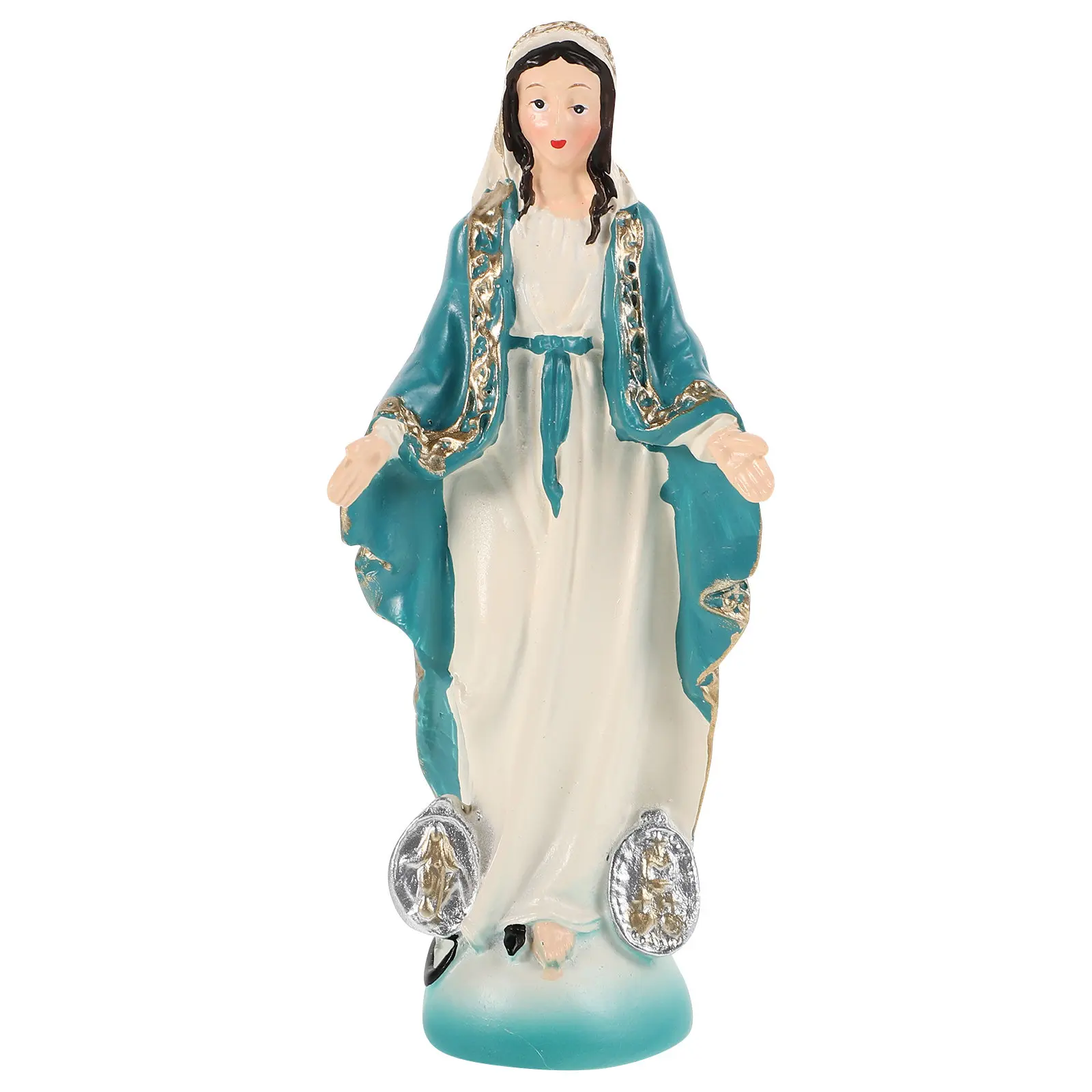 

Virgin Mary Resin Statue Handcrafted Sacred Religious Sculpture for Home Church Desk Altar Decor Spiritual Comfort Blessing Gift