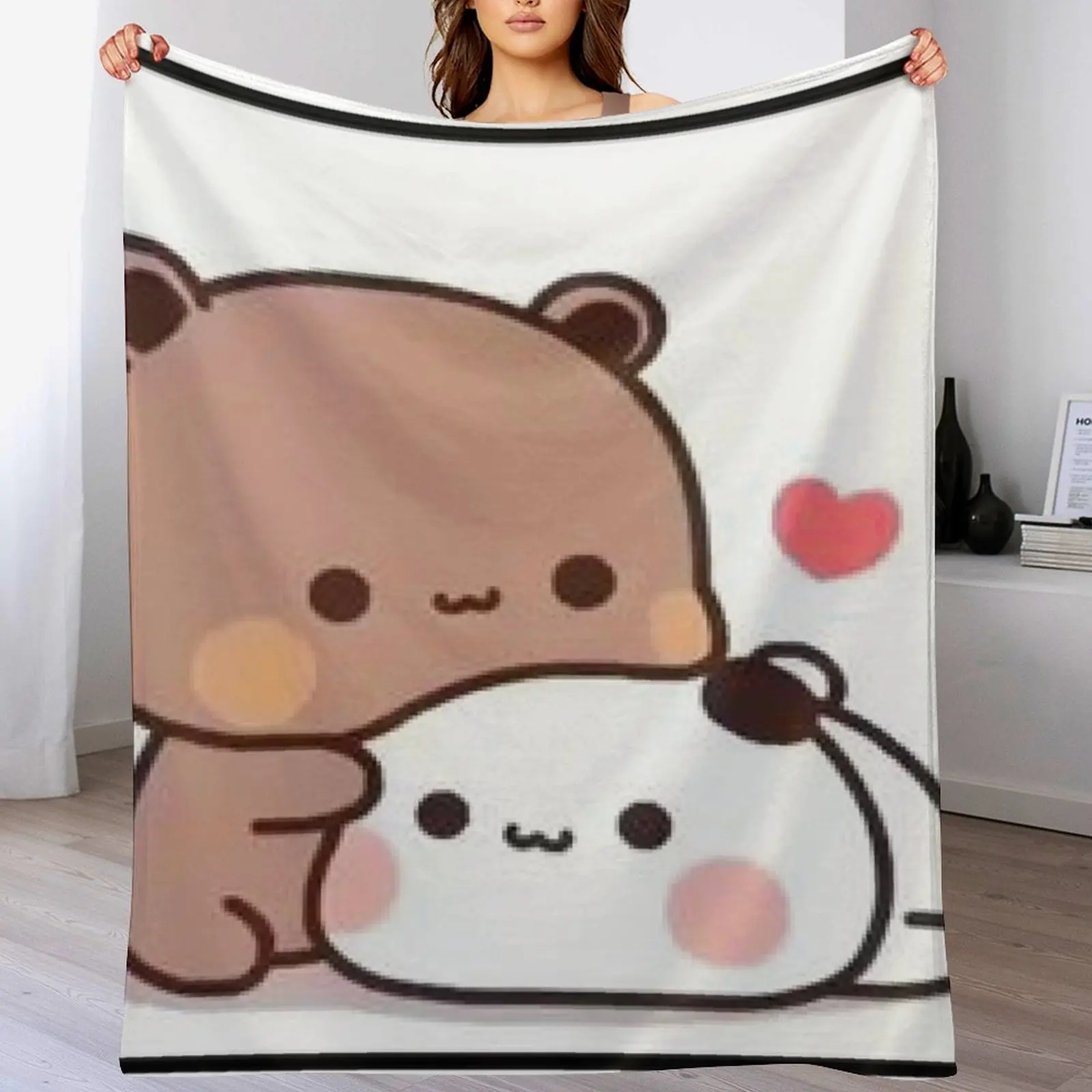 Milk and Mocha Together Throw Blanket Quilt Soft Cute Plaid Blankets