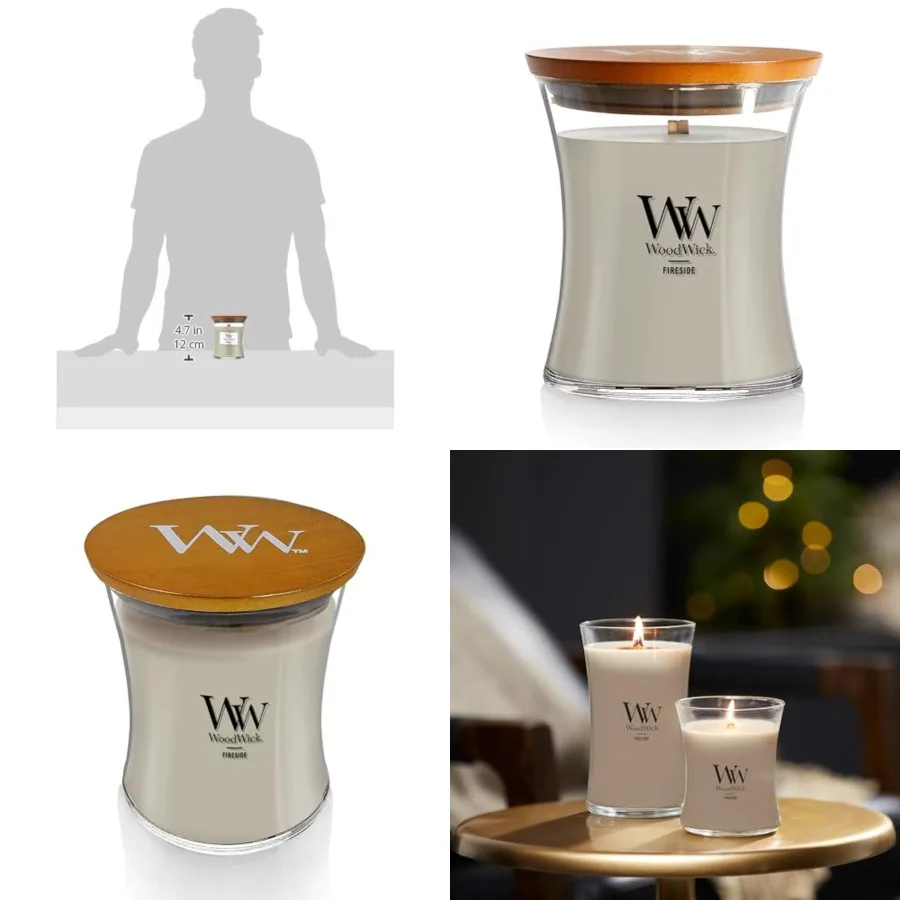 

Fireside Holiday Candle Gifts for Women and Men 9.7 oz Medium Hourglass Candle with Crackling Wick