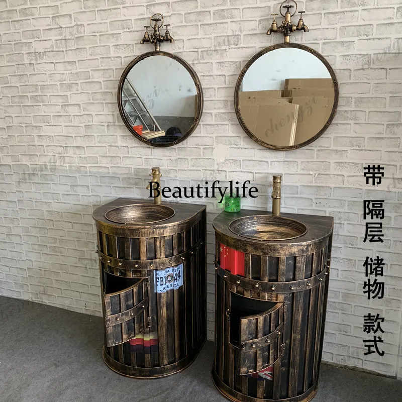Iron retro industrial wind wash basin creative bed and breakfast wash table hotel integrated