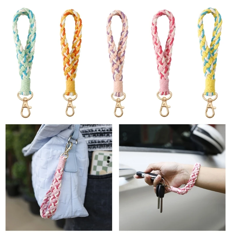 Braided Wristlet Keychain, Cute Wrist Lanyards for Keys, Upgraded Key Chain Holder for Women Men, Wrist Strap Keychain