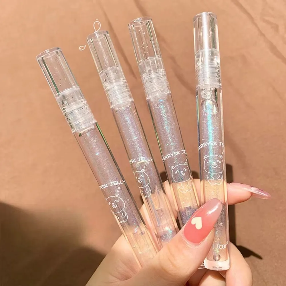 チェリーピンクミラーウォーターリップグロスリップグレーズ透明ガラスリップオイル防水液体長期持続グロスパールリップグレーズ