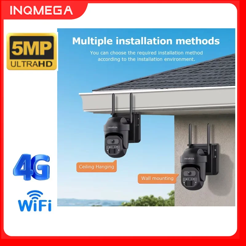 

INQMEGA 4MP 2K WiFi Solar Security Camera 10W Solar Router PTZ PIR Tracking Night Vision 360° Rotating Camera