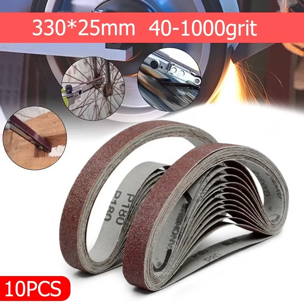 10pcs 25*330mm Sanding Belt 40-1000Grit Grinding And Polishing For Angle Grinder Wood Furniture Metal Grinding And Polishing