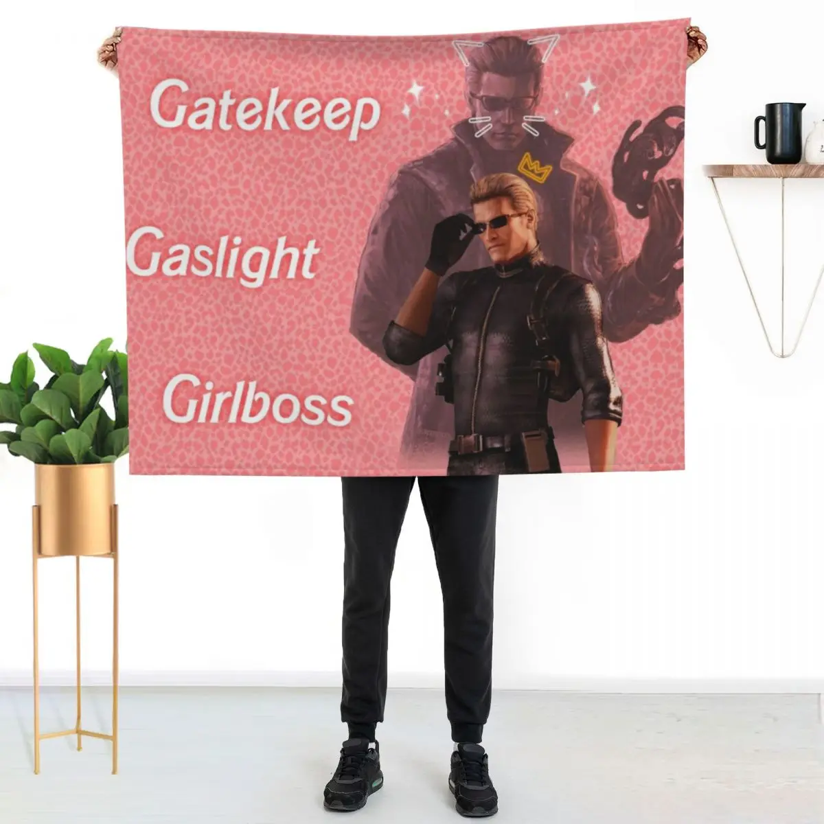 

Wesker : Gaslight Gatekeep Girlboss Throw Blanket Cozy Throw Blanket Birthday Gift for Him Her