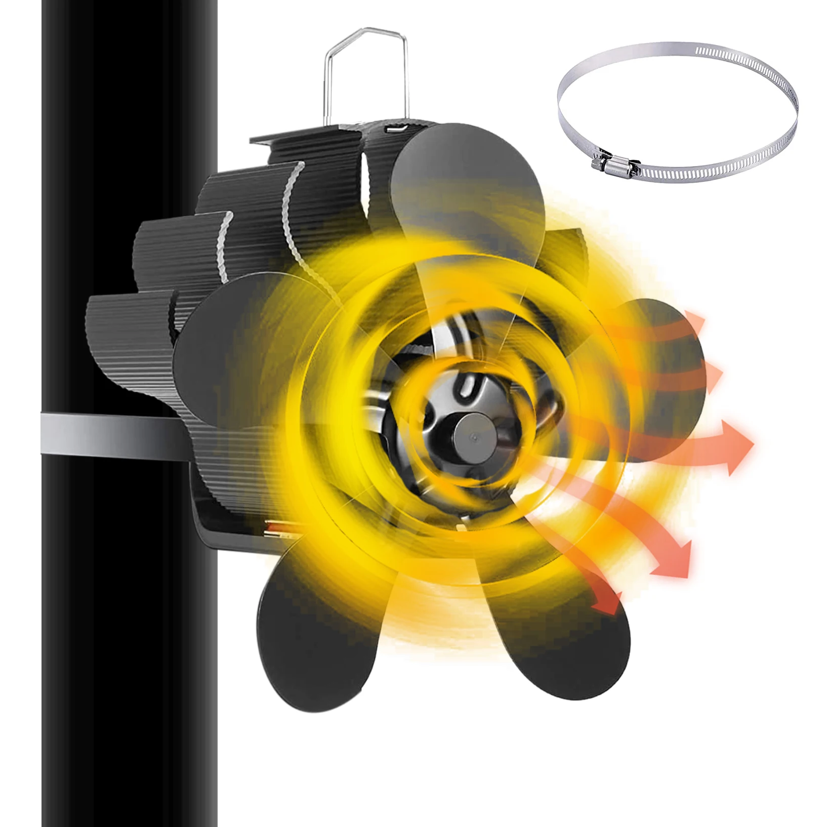 Fireplace Fan, Stove Fan Without Electricity, Quiet Log Burner Fan 5 Blades,Chimney Fan Heat Distributor Stove Flue Pipe Fan