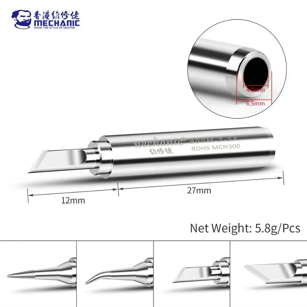 MECHANIC 900M-T Series Lead-free Pure Copper Electric Soldering Iron Tip Welding Tips For PCB BGA IC Chip Repair Solder Tool Kit