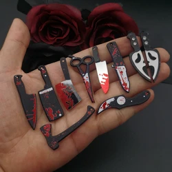 10pcs originality bloody Halloween Skull Knife Arcylic Charms Pendant Fit Earring Keychain Jewelry Making DIY Jewelry Findings
