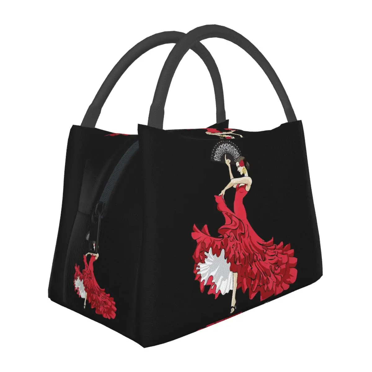 Flamenco Dancer Spain Lightweight Handheld Insulated Lunch Bag Aluminum Foil Liner for Adults Students Travel Picnic