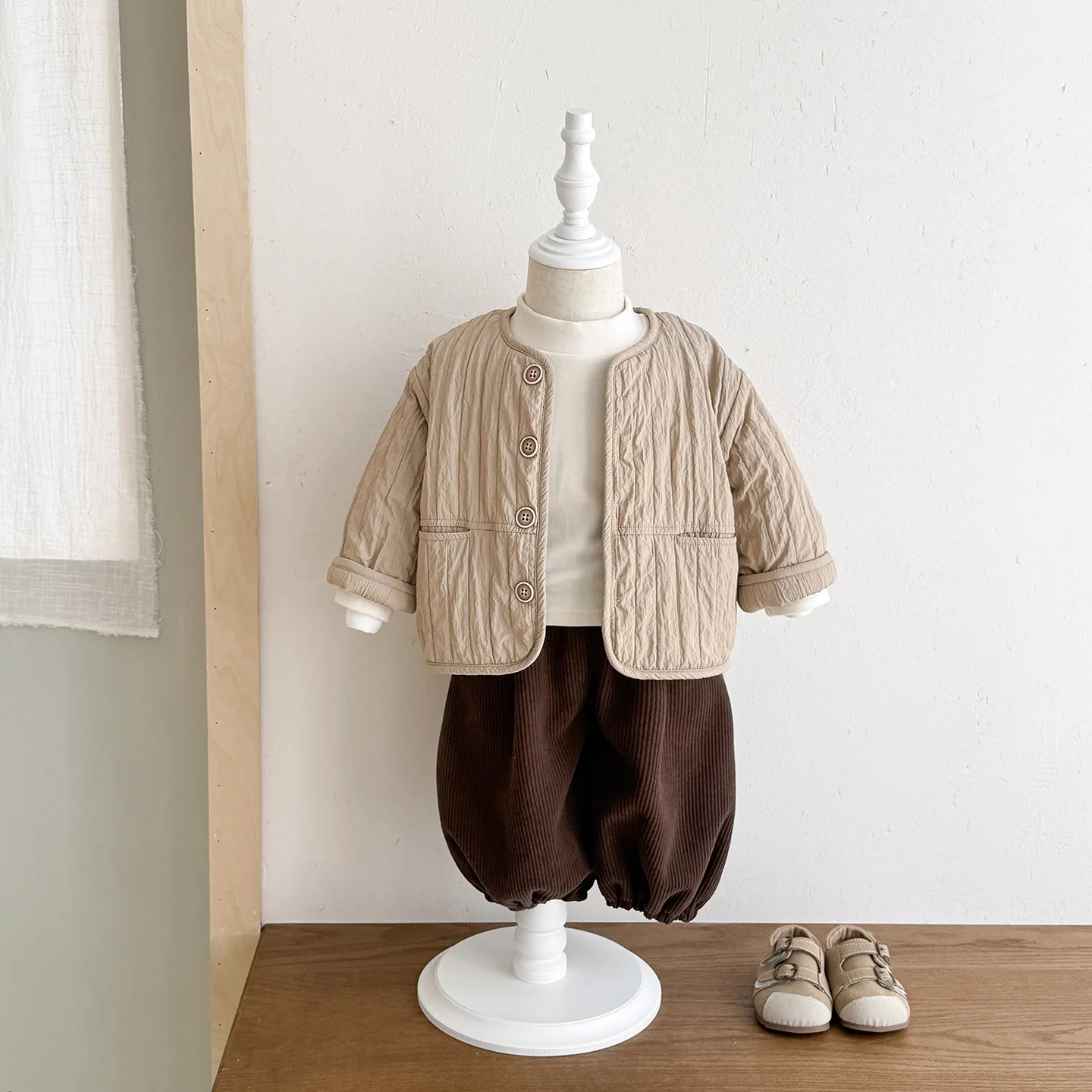 Boys Quilted Jacket Fall Winter Thick Brown Long Pants Baby Fashion Late Fall Infant Kids Winter Warm Boys