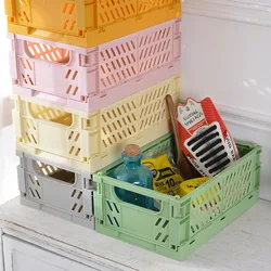 Large folding plastic storage box student stationery folding storage basket cosmetic jewelry toy storage basket portable