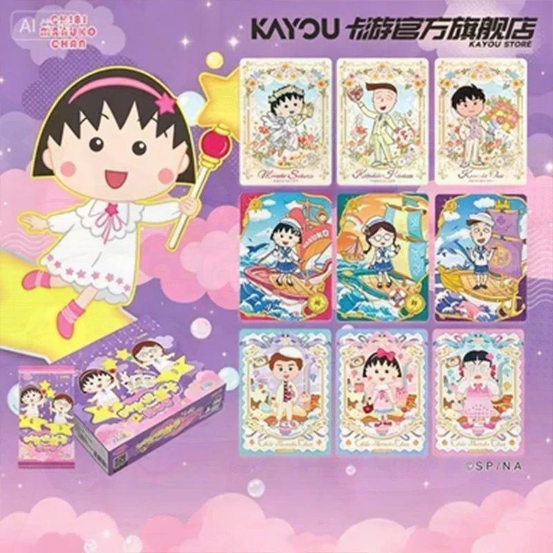 Kayou Chibi Maruko-chan Collectible Cards Box Cartoon Anime Flash Cards Lovely Wedding Sea Theme Trading Card Gift for Girls